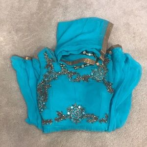 It’s a party wear long Anarkali.